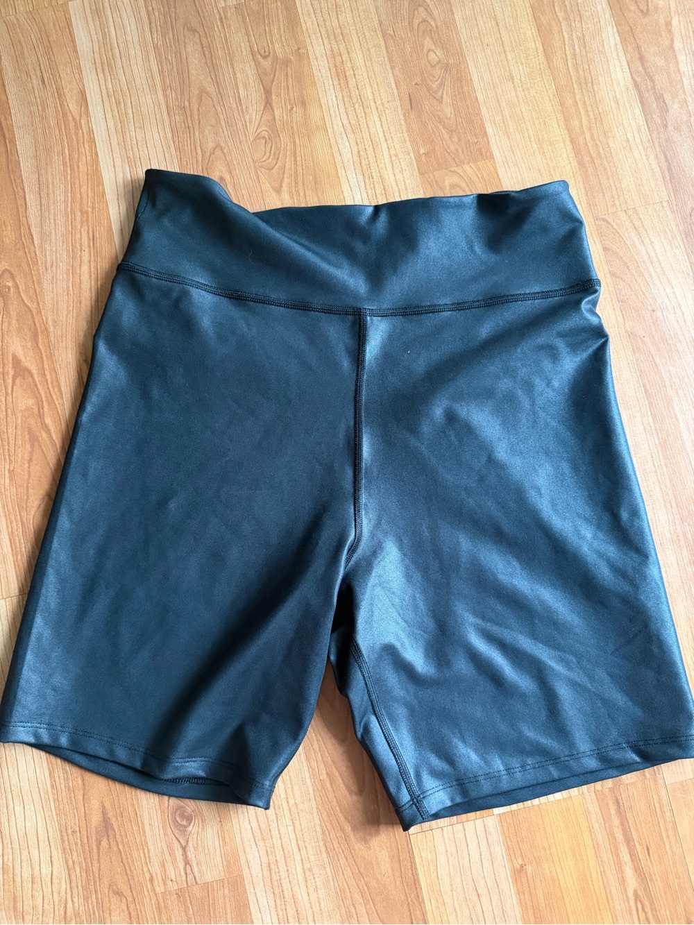 High-Waist Black Women’s Leather Bike Shorts